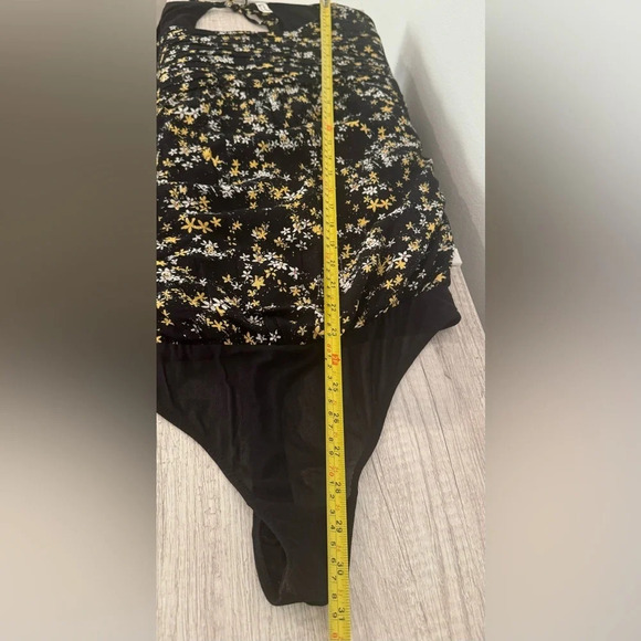 Free People Intimately Free Dessa Floral Bodysuit Black Balloon Sleeves Size Sm - Picture 6 of 14